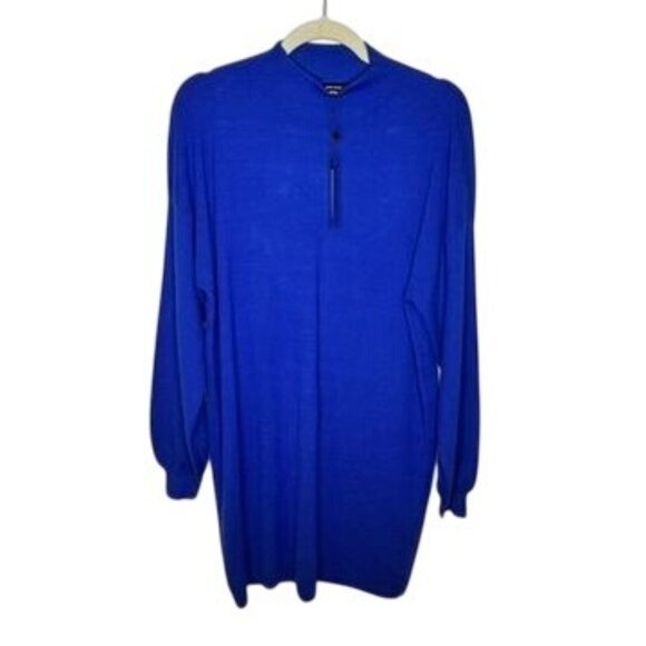 Vero Moda Womens Blue Funnel Neck Knit Dress Long Sleeves Size M Relaxed Fit NWT - Picture 1 of 7